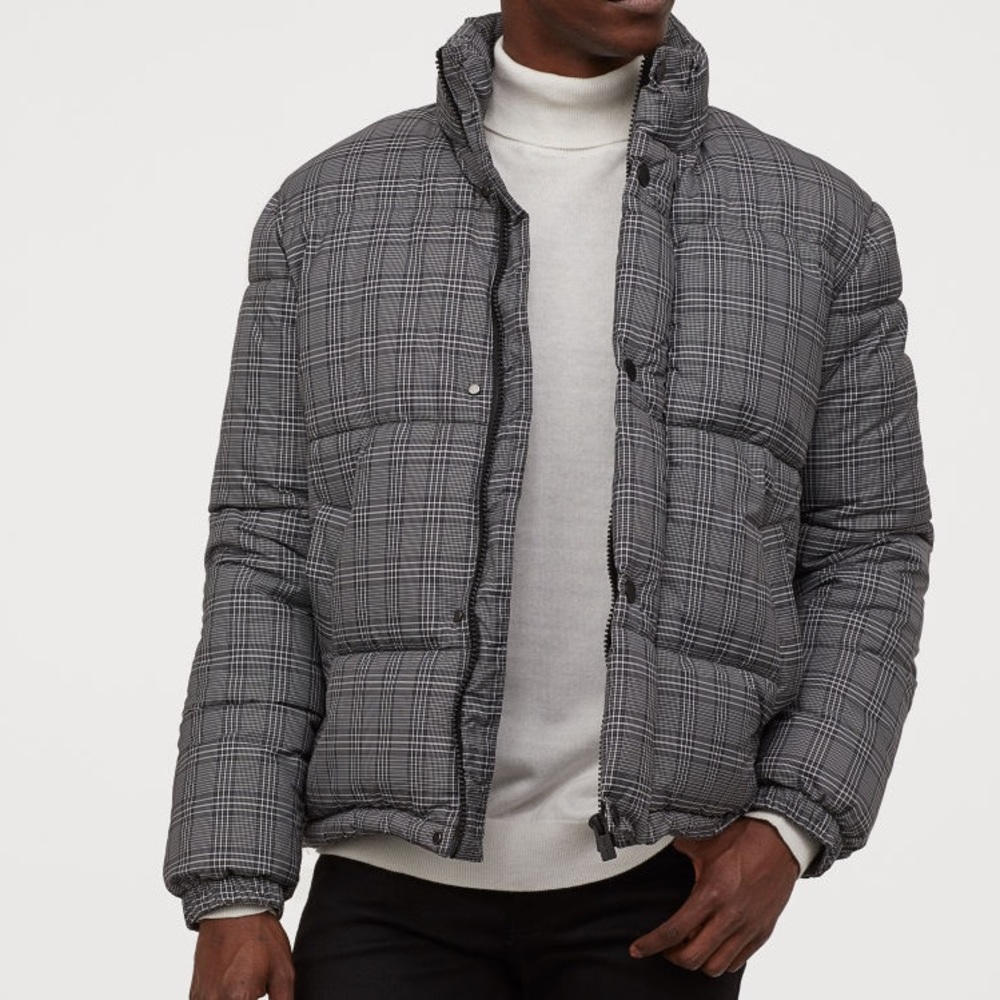 H&M Mens Plaid Puffer Jacket